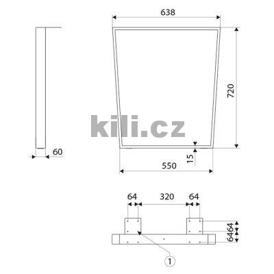 Stolov� podno� k�nick� SR24 720 mm, �ern� industrial