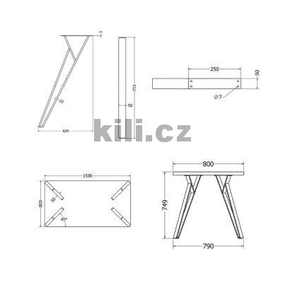 Stolov� noha TOKYO, �ern� perli�ka RAL 9005