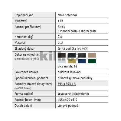 Stolov� podno� NERO NOTEBOOK, �ern� perli�ka RAL 9005