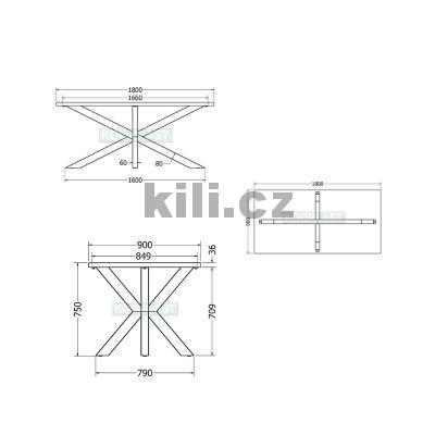 Stolov� podno� VESTA 180, �ern� perli�ka RAL 9005