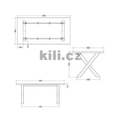 Stolov� podno� XENA 1, �ern� perli�ka RAL 9005