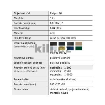 Stolov� podno� CALIPSO 90, �ern� perli�ka RAL 9005