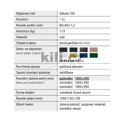 Stolov� podno� DAKOTA 180, �ern� perli�ka RAL 9005