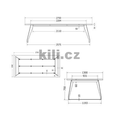 Stolov� podno� venkovn� V/TOWN 275, �ern� perli�ka RAL 9005