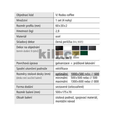 Stolov� noha venkovn� V/RODOS COFFEE, �ern� perli�ka RAL 9005