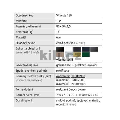 Stolov� podno� venkovn� V/VESTA 180, �ern� perli�ka RAL 9005