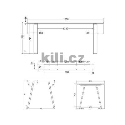 Stolov� podno� venkovn� V/MILANO, �ern� perli�ka RAL 9005