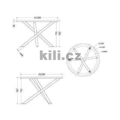 Stolov� podno� venkovn� V/TRENTO, �ern� perli�ka RAL 9005