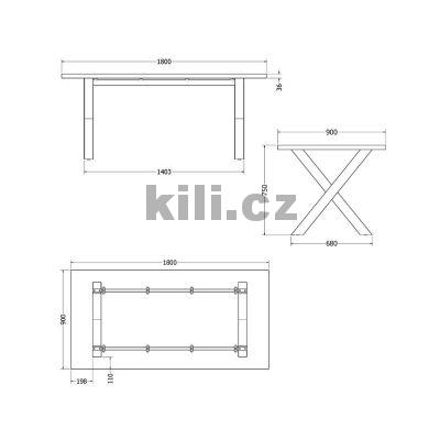 Stolov� podno� venkovn� V/XENA, �ern� perli�ka RAL 9005