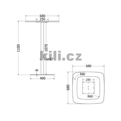 Centr�ln� podno� venkovn� V/RIVIERA BAR, �ern� perli�ka RAL 9005