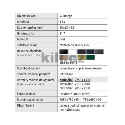 Stolov� podno� venkovn� V/OMEGA, �ern� perli�ka RAL 9005