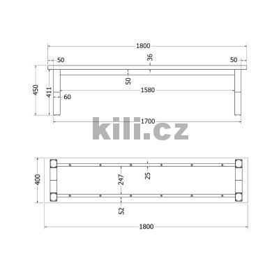 Stolov� podno� venkovn� V/XENA LAVICE, �ern� perli�ka RAL 9005