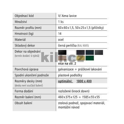 Stolov� podno� venkovn� V/XENA LAVICE, �ern� perli�ka RAL 9005