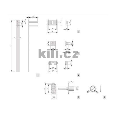 Z�mek centr�ln� 800mm pro 4 z�suvky chrom, r�zn� kl��