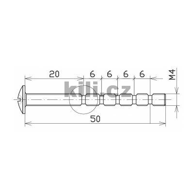 D�liteln� �roub M4x50 p�lkulat� hlava PZ/rovn� dr�ka, zinek b�l�