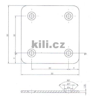 Spojovac� plech 50x50x1,5 mm