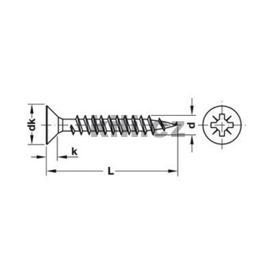 Vrut b�l� z�pustn� 3,5x15 PZ celoz�vit