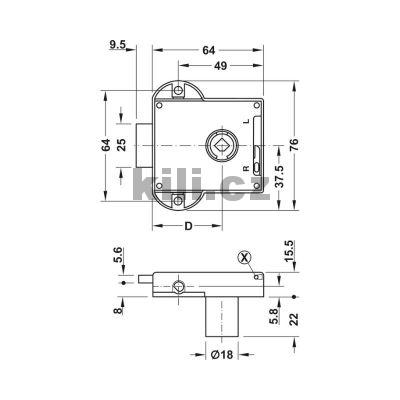 Z�mek Symo 3-cestn� Symo Standard-Nova, backset 40 mm