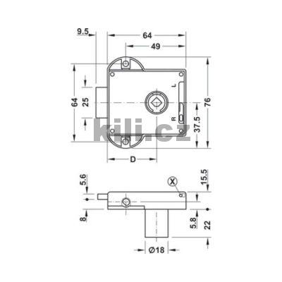 Z�mek Symo 3-cestn� Standard-Nova, backset 40 mm