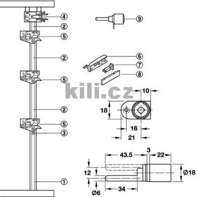Z�mek centr�ln� lev�, zdvih 12mm