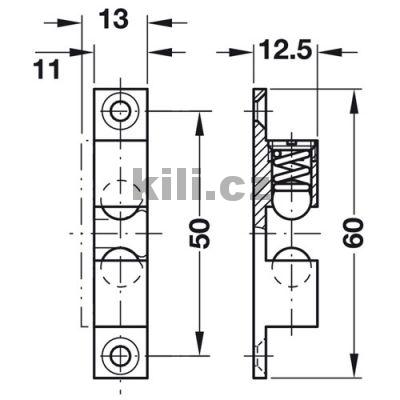 Dvojit� kuli�kov� z�padka k p�i�roubov�n� 60 mm - mosaz