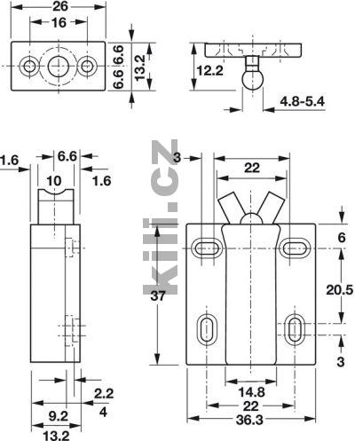 Z�padka (37 x 40 mm) s protikusu