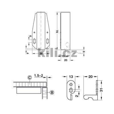 Z�padka, pru�inov� z�sko�ka Tutch-Latch, k p�i�roubov�n�
