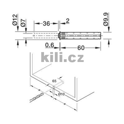 Vyhazova� Push to open, typ 3, k nasunut� pr�m�r 10 x 60 mm, b�l�