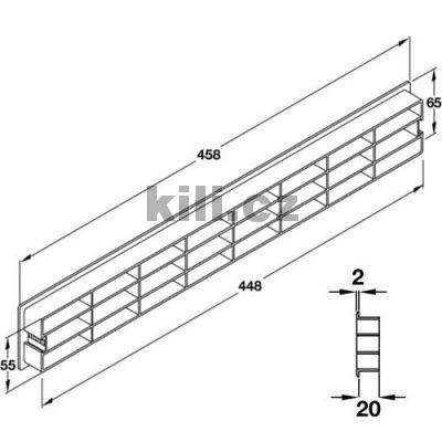 V�trac� m��ka plast, s upev�ovac�mi svorkami, s lamelami, �ed� 458 x 65 mm