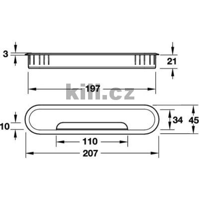 Pr�chodka kabelov� 35x197 imitace Nerezu