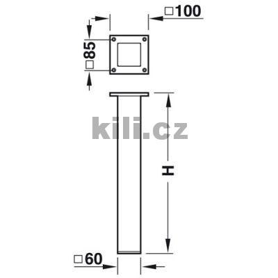 Stolov� noha �ty�hrann�, nikl brou�en� 720 mm