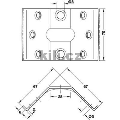 Rohov� spojka stolu 70 x 67 mm