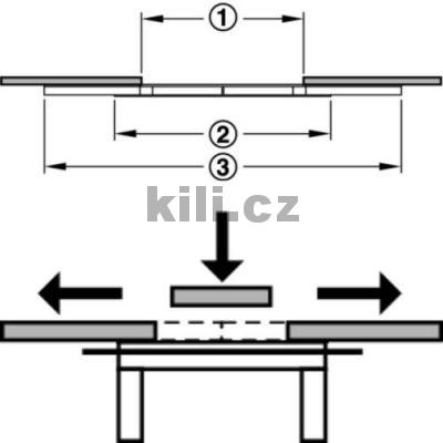 Kov�n� pro rozkl�dac� st�l - 1410 mm, 90 kg, 1 deska, asynchronn� rozklad