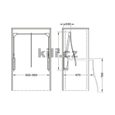 Sklopn� ty� 620-950mm, �ern� chrom