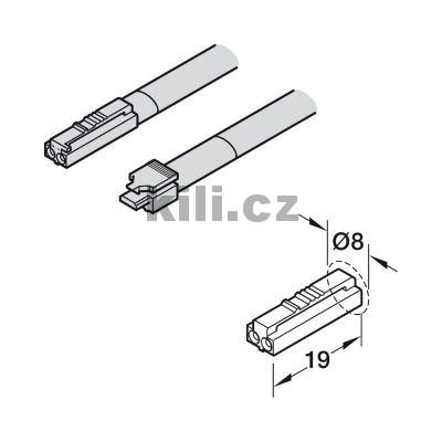 Kabel, H�fele Loox5 modul�rn�, 12 V, s pojistn�m klipem, 2p�lov�