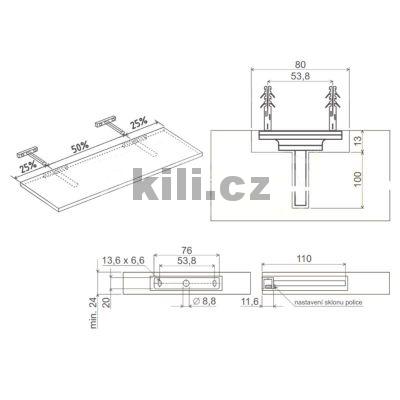 Skryt� konzola 11 x 110 mm zinek