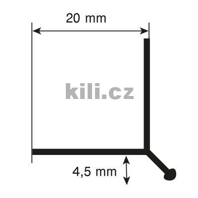 ROCKO profil A vn�j�� roh Silver (St��brn�) �hel 45�