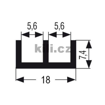 Pojezdov� profil spodn� pro sklo-tmav� hn�d� - o�ech  P17/B/04-2m