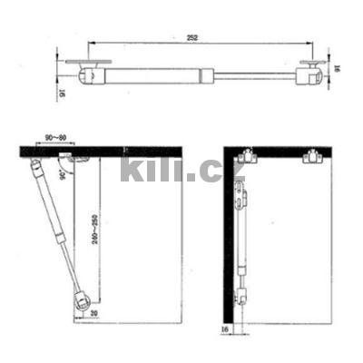 Plynov� vzp�ra 100 N/10 kg,st��brn�
