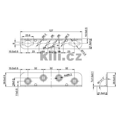 Postelov� spojovac� �heln�k model 616, 127 mm