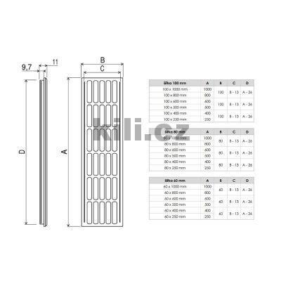 M��ka v�trac� elox efekt nerez 100x800 mm