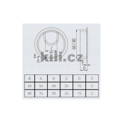 Pr�chodka kabelov� 80 mm kovov�, chrom, s kart��em