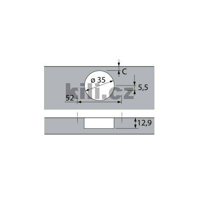 Z�v�s Sensys clip nalo�en� 110� bez tlumen� s pru�inou na vrut rozte� 52 mm