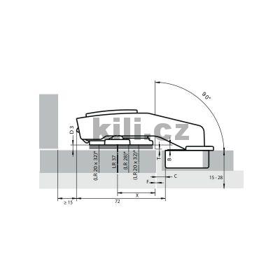 Z�v�s SENSYS clip vlo�en� W90 95� pro Push to open bez pru�iny k p�i�roubov�n�