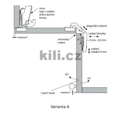 Z�v�s INTERMAT design SENSYS pro skl�dan� dve�e 50/65� s opa�nou pru�inou, vrut,52mm