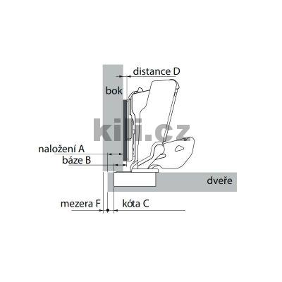 Z�v�s SENSYS clip nalo�en� 165� pro Push to open bez pru�iny na vrut rozte� 52 mm