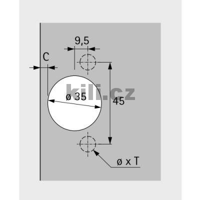 Z�v�s SENSYS clip nalo�en� 165� pro Push to open bez pru�iny na vrut rozte� 45 mm