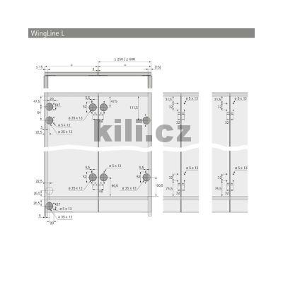 Sada kov�n� WingLine L pro t�k� dve�e s doln�m veden�m, prav�, bez zav�rac� pru�iny, b�l�