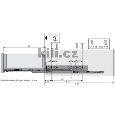 Plnov�suv QUADRO 4D V6 lev� 350 mm 30 kg Push to open pro d�ev�n� z�suvky