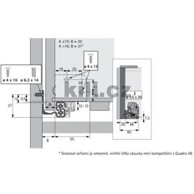 Plnov�suv QUADRO 4D V6 prav� 400 mm 30 kg Push to open pro d�ev�n� z�suvky